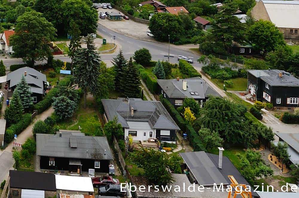 Die Kupferhäuser in Eberswalde von oben betrachtet Die Kupferhäuser in Eberswalde von oben betrachtet