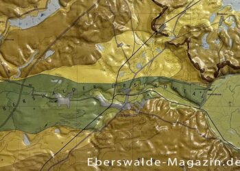 Die Reliefkarte der Glazialen Serie mit dem Eberswalder Urstromtal