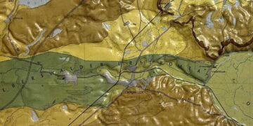 Die Reliefkarte der Glazialen Serie mit dem Eberswalder Urstromtal